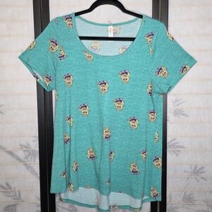 Women's Teal Graphic Print Top